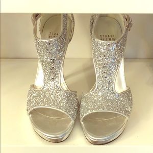 Stuart Weitzman Silver Sparkly Heels